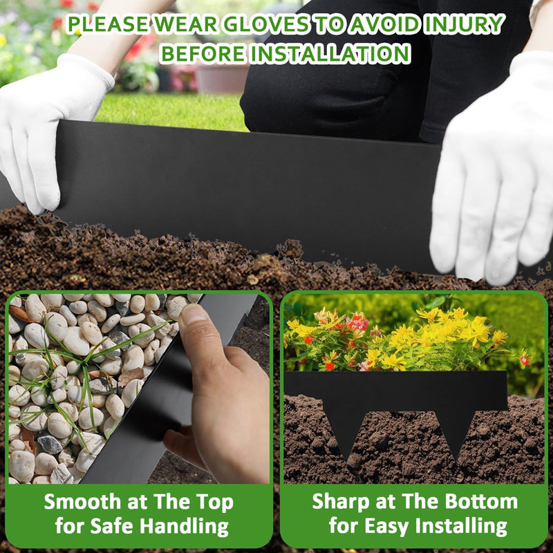 40" L × 4.5" H Metal Landscape Edging 2.5" Spike Height 10-pack Metal Garden Edging with 11Pcs Stakes