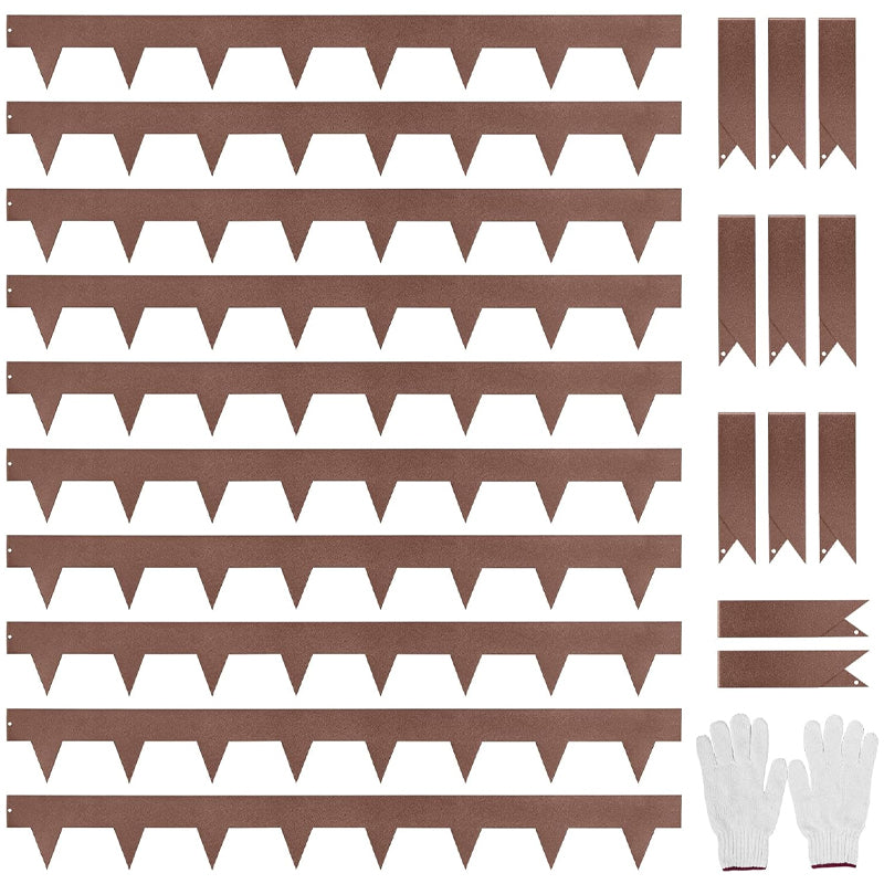 40" L × 4.5" H Metal Landscape Edging 2.5" Spike Height 10-pack Metal Garden Edging with 11Pcs Stakes