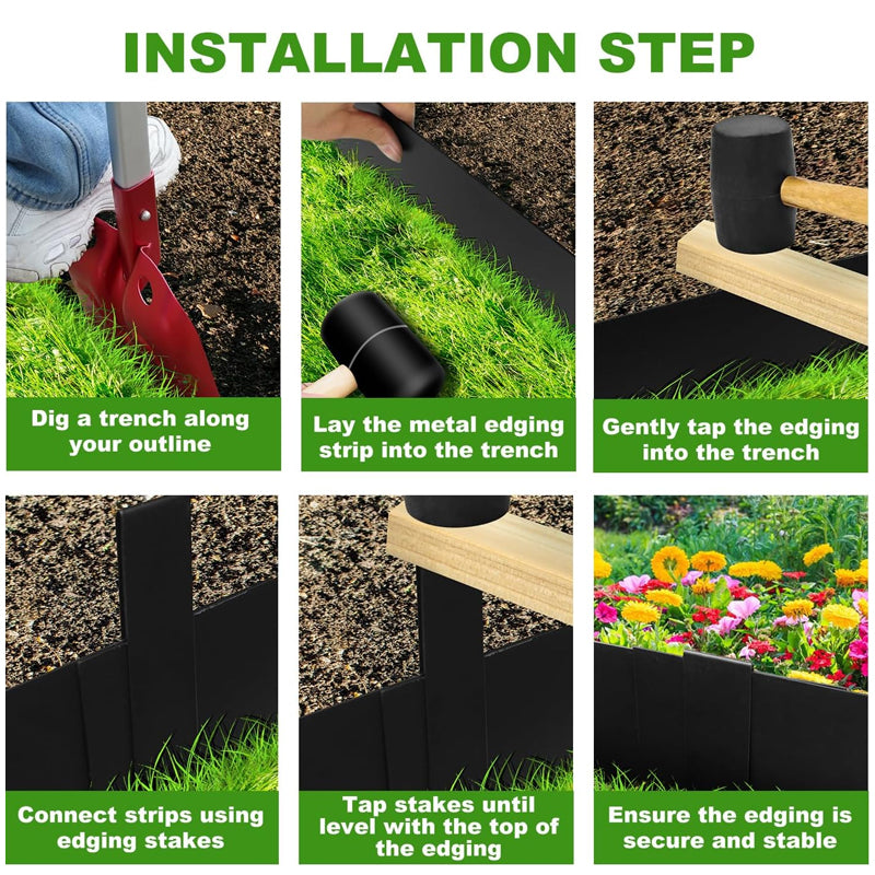 40" L × 6.5" H Metal Landscape Edging 6pcs Steel Garden Edging with 7pcs Stakes Metal Edging