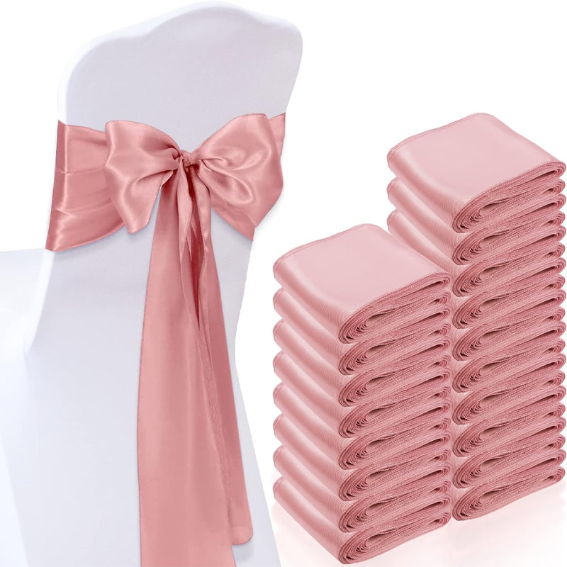Satin Chair Sashes 80pcs Decoration Chair Cover Bow Ties Sash for Engagement Graduation
