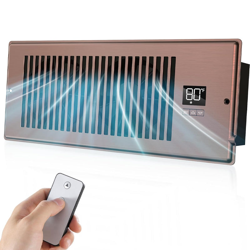 4" x 12" Register Booster Fan 10-Speed Control Register Hole Quiet Vent Booster Fan with Remote Control and Thermostat Control