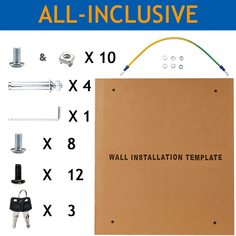 6U Wall Mount Network Server Cabinet Server Rack Cabinet Enclosure with Locking Glass Door Side Panels