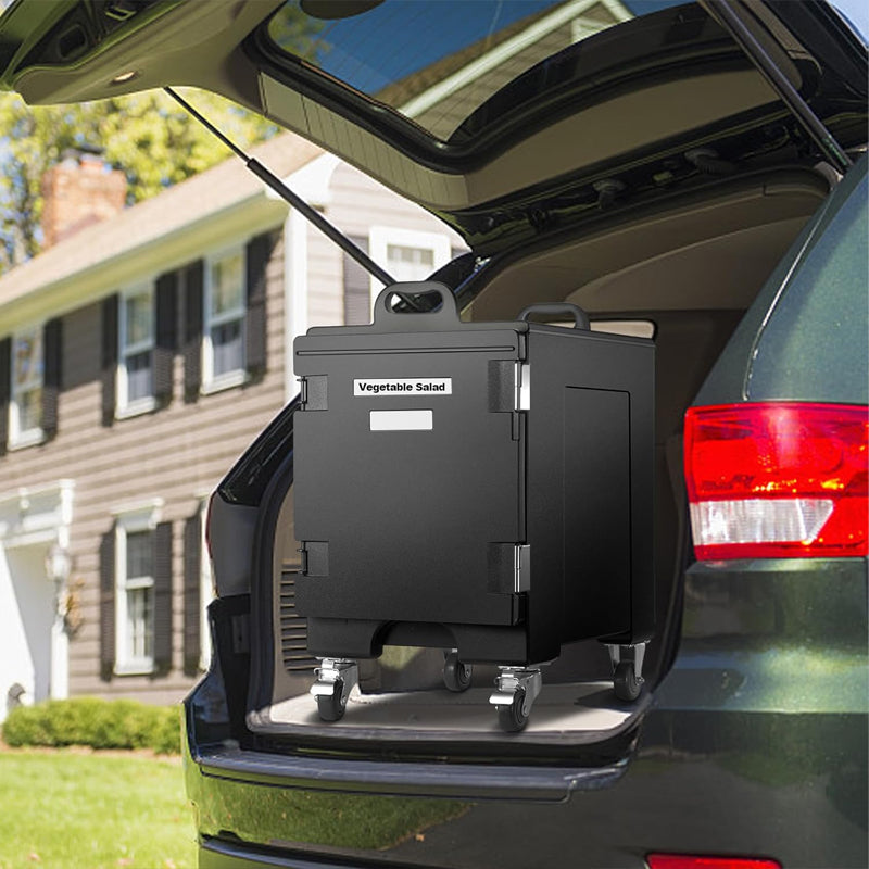 81QT Insulated Food Pan Carrier LLDPE Food Box Carrier Commercial Food Warmer with Wheels