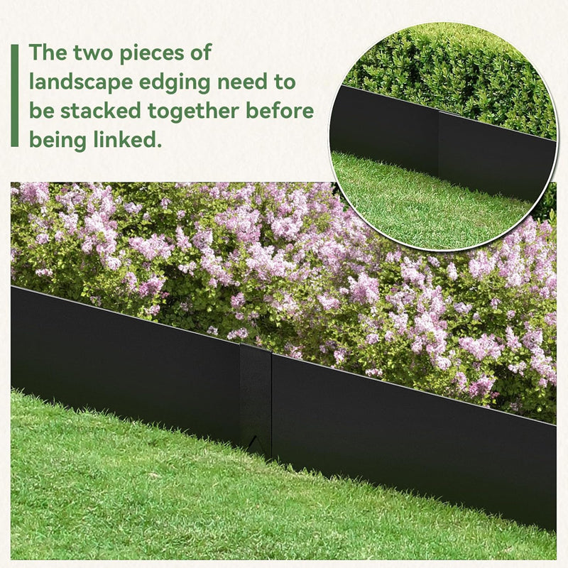 6pcs 40" L × 8" H Steel Landscape Edging with 6 Clips Heavy Duty Metal Edging Border Garden Edging