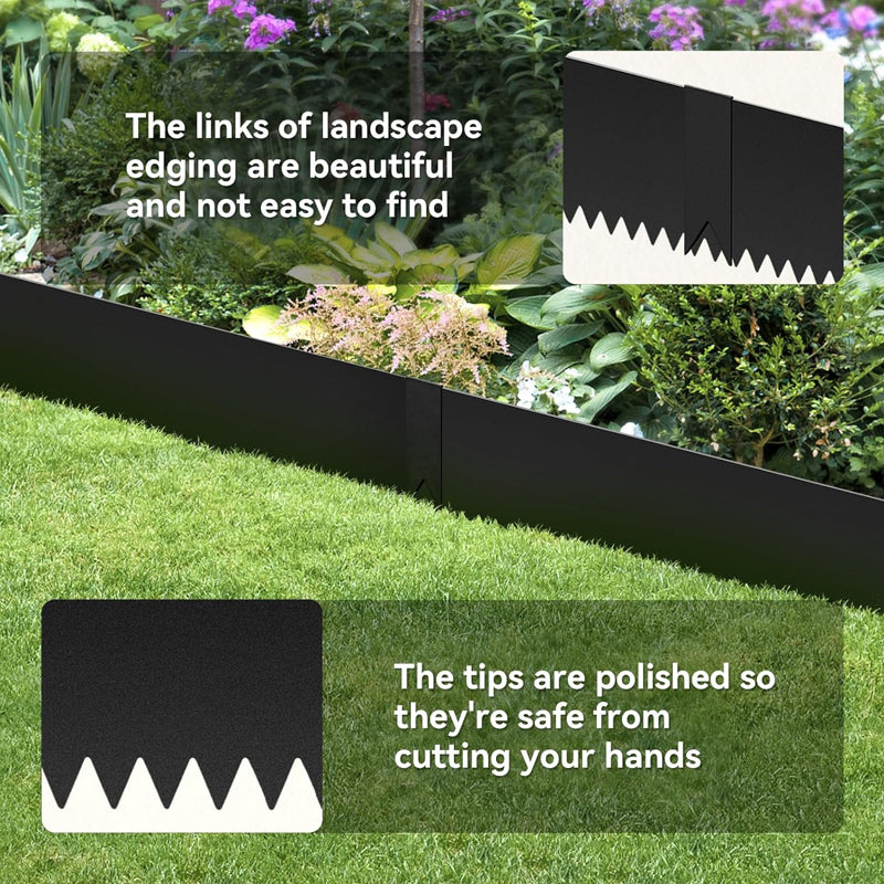6pcs 40" L × 8" H Steel Landscape Edging with 6 Clips Heavy Duty Metal Edging Border Garden Edging