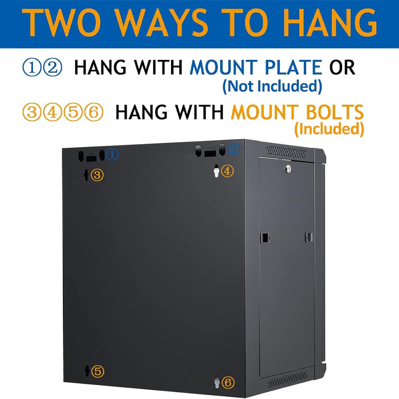 12U Server Rack Cabinet Enclosure Locking Glass Door Wall Mount Server Cabinet Network Rack Enclosure