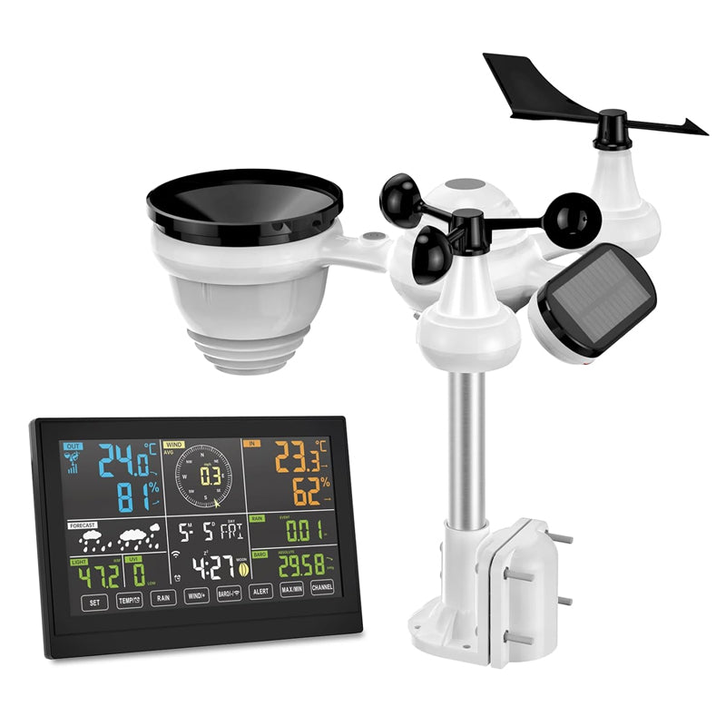Wireless Weather Station 7-in-1 Weather Station 7.5 inch Large Color Display Home Weather Station