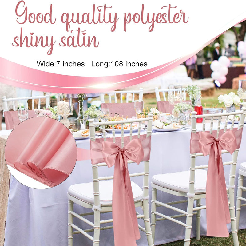 Satin Chair Sashes 80pcs Decoration Chair Cover Bow Ties Sash for Engagement Graduation