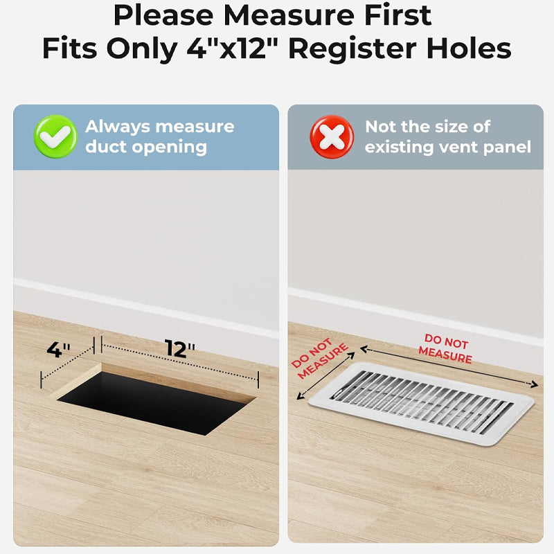 4" x 12" Register Booster Fan 10-Speed Control Register Hole Quiet Vent Booster Fan with Remote Control and Thermostat Control
