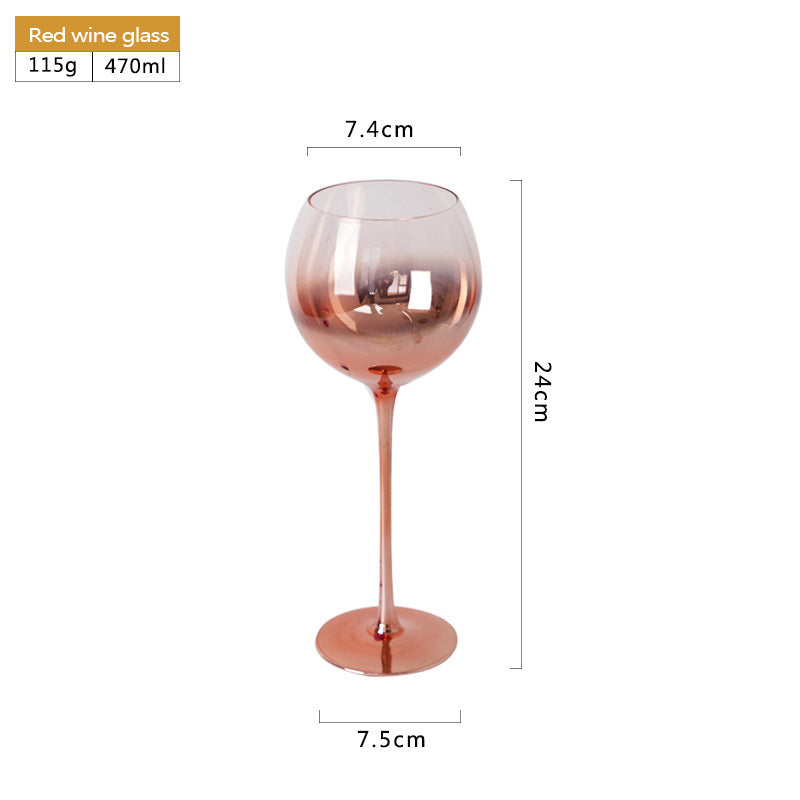 Rose Gold Wine Stemware Lead-Free Glass 470ml 330ml 600ml Premium Crystal Clear Glass