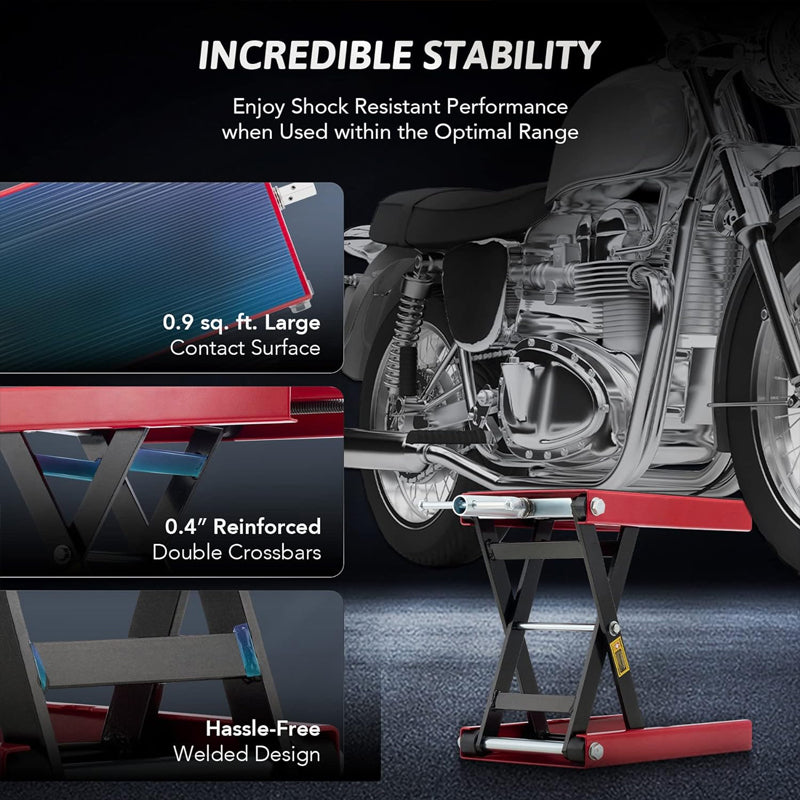 1100 LBS Motorcycle Lift 3.75"-13.8" Motorcycle Scissor Jack for Street Bikes Cruisers Touring Motorcycles