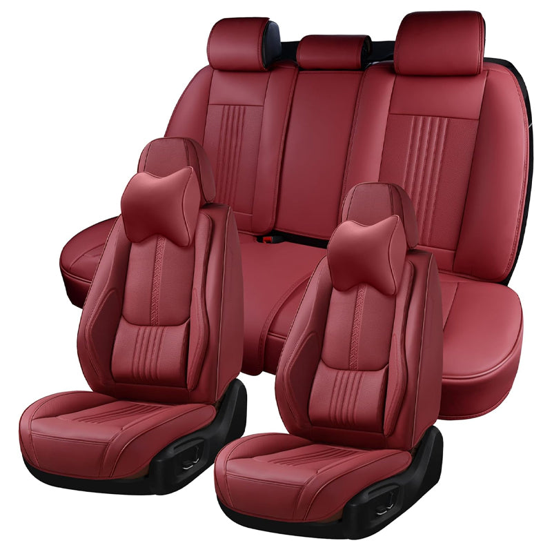 Waterproof Leather Car Seat Covers with Head Pillow Auto Seat Protectors Full Set