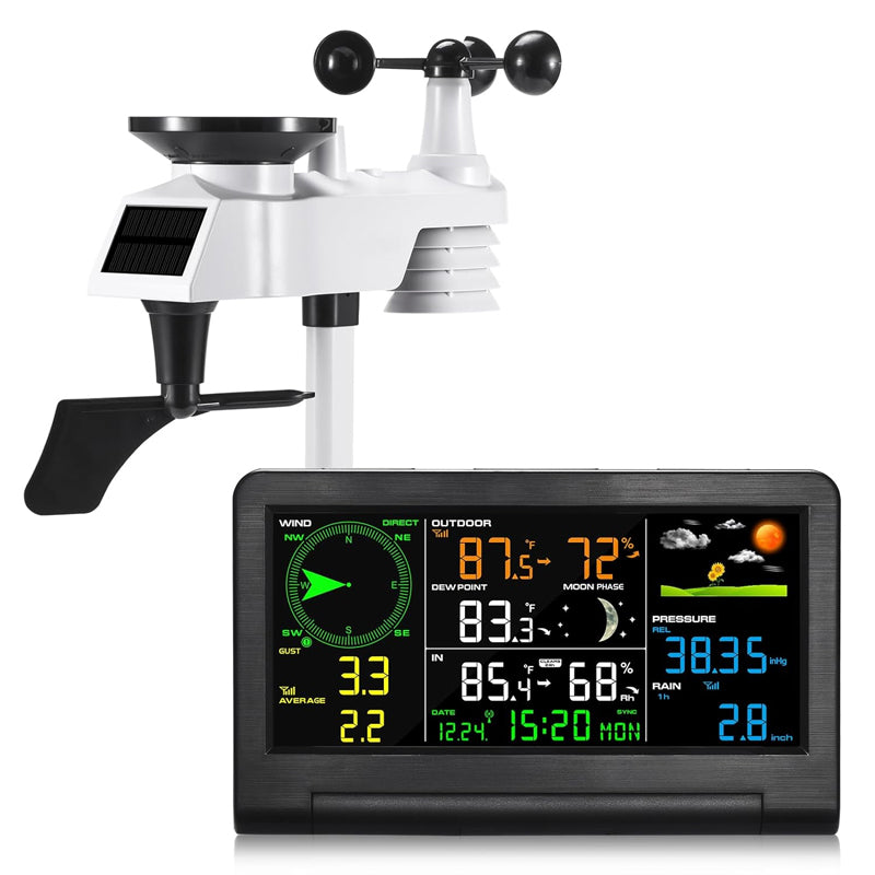 Weather Station 9-in-1 Wireless Indoor/Outdoor Weather Station with Sensor and LCD Display