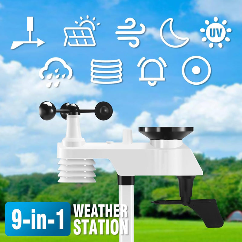 Weather Station 9-in-1 Wireless Indoor/Outdoor Weather Station with Sensor and LCD Display