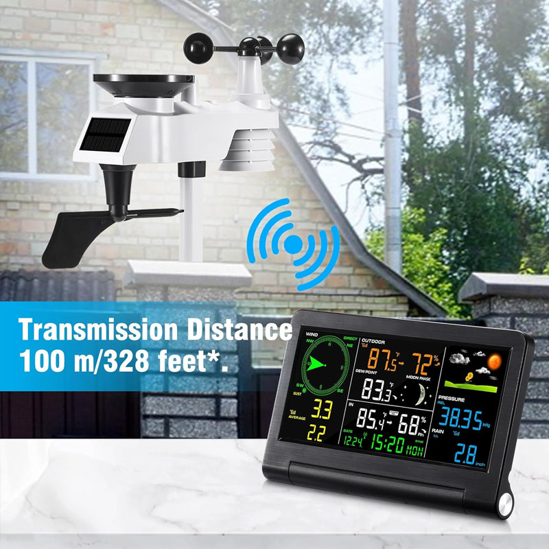 Weather Station 9-in-1 Wireless Indoor/Outdoor Weather Station with Sensor and LCD Display
