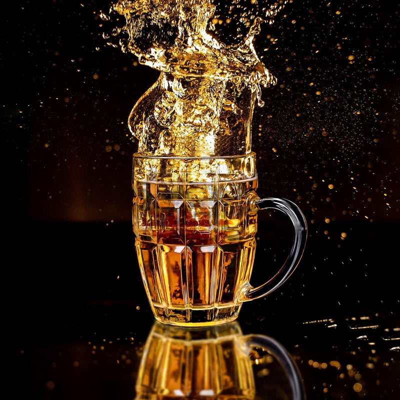 590ml/20oz Honeycomb Glass Beer Mug Lead-Free Glass with Handle and Heavy Base