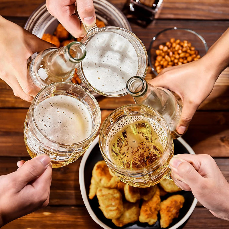 590ml/20oz Honeycomb Glass Beer Mug Lead-Free Glass with Handle and Heavy Base