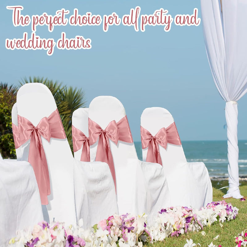 Satin Chair Sashes 80pcs Decoration Chair Cover Bow Ties Sash for Engagement Graduation