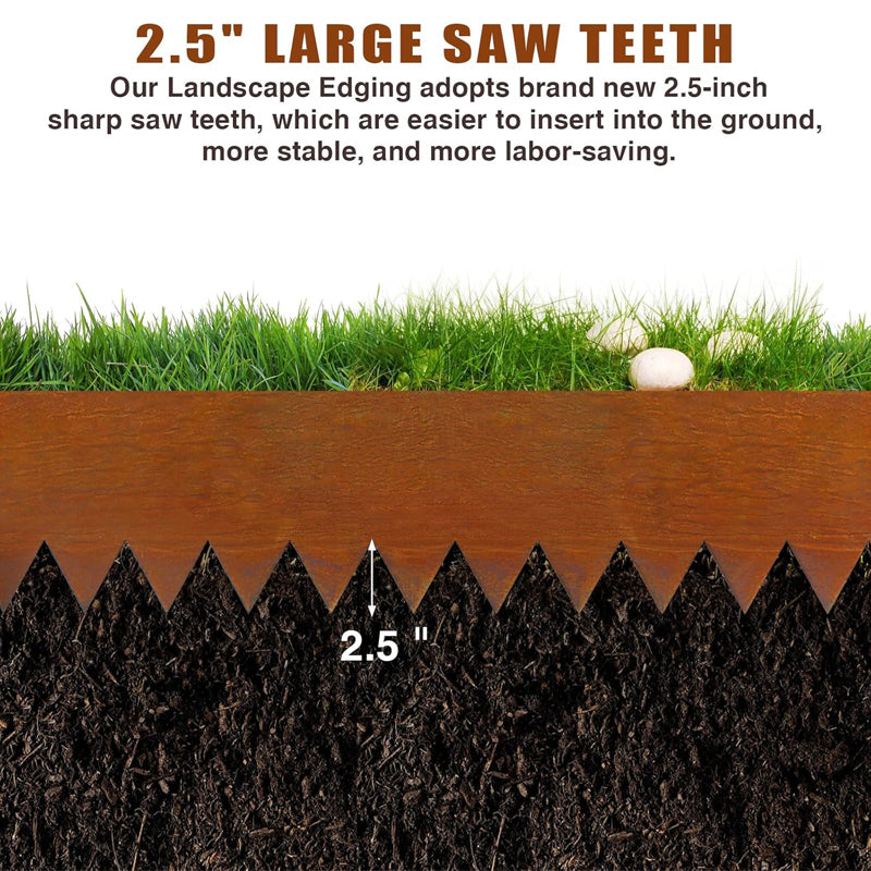 40" L x 6" H Steel Landscape Edging 6pcs Bendable Metal Landscape Edging with 7 Clips and Gloves