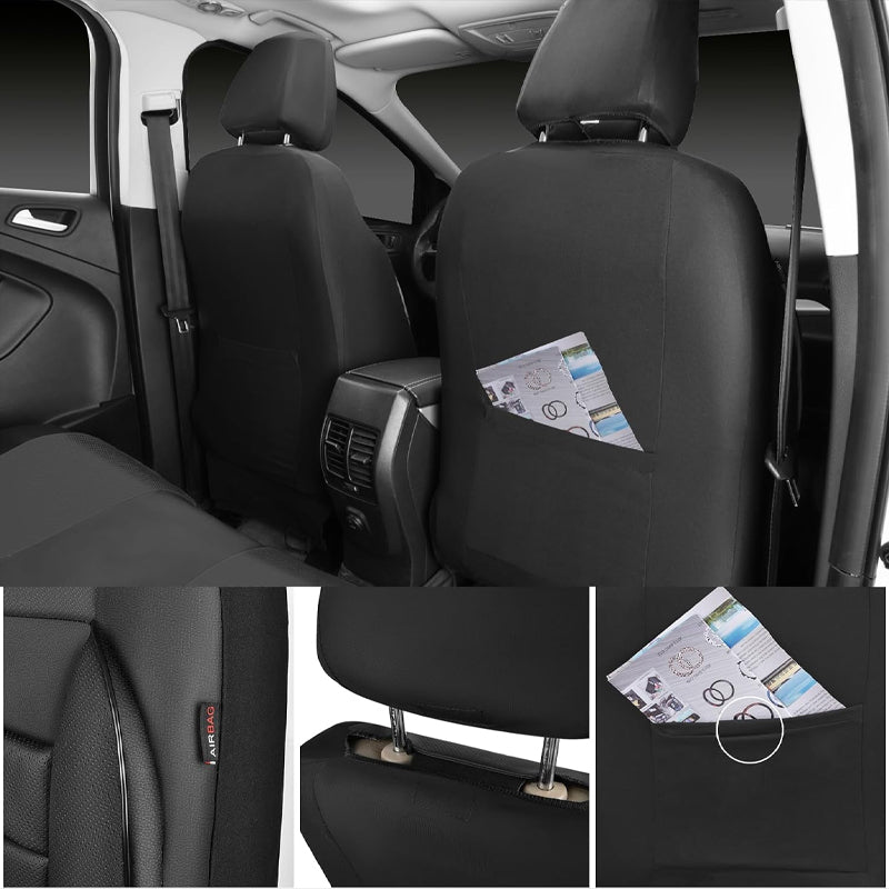 Leather Seat Covers Water Resistant 3D Foam Back Support Universal Car Seat Covers Full Set Seats