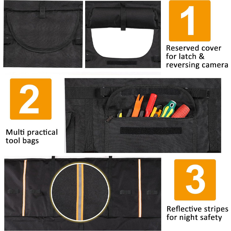 52'' Tailgate Pad 5-Bike Pickup Truck Tailgate Protection Pad with 3 Tool Pockets