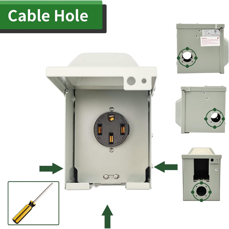 50 Amp Power Outlet Box 125/250 Volt RV/EV Power Outlet Box Weatherproof Outdoor Electrical Panel