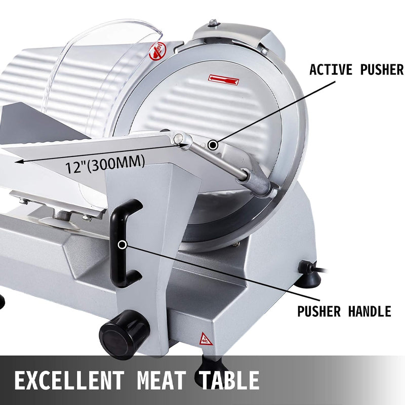 12 inch Commercial Meat Slicer 420W Electric Meat Slicer Carbon Steel Blade Deli Meat Cheese Food Slicer