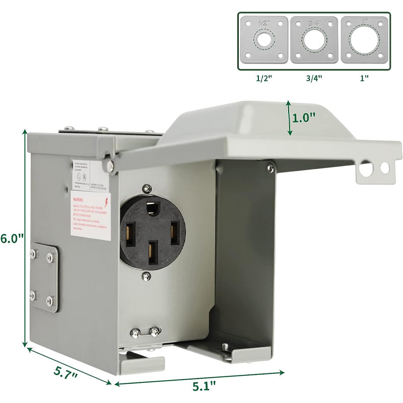50 Amp Power Outlet Box 125/250 Volt RV/EV Power Outlet Box Weatherproof Outdoor Electrical Panel