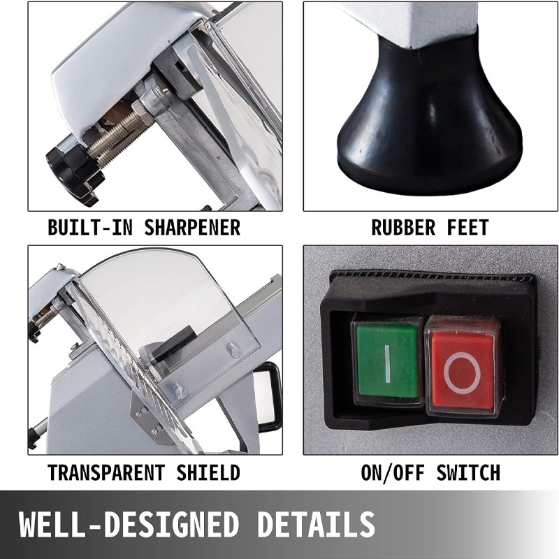 12 inch Commercial Meat Slicer 420W Electric Meat Slicer Carbon Steel Blade Deli Meat Cheese Food Slicer