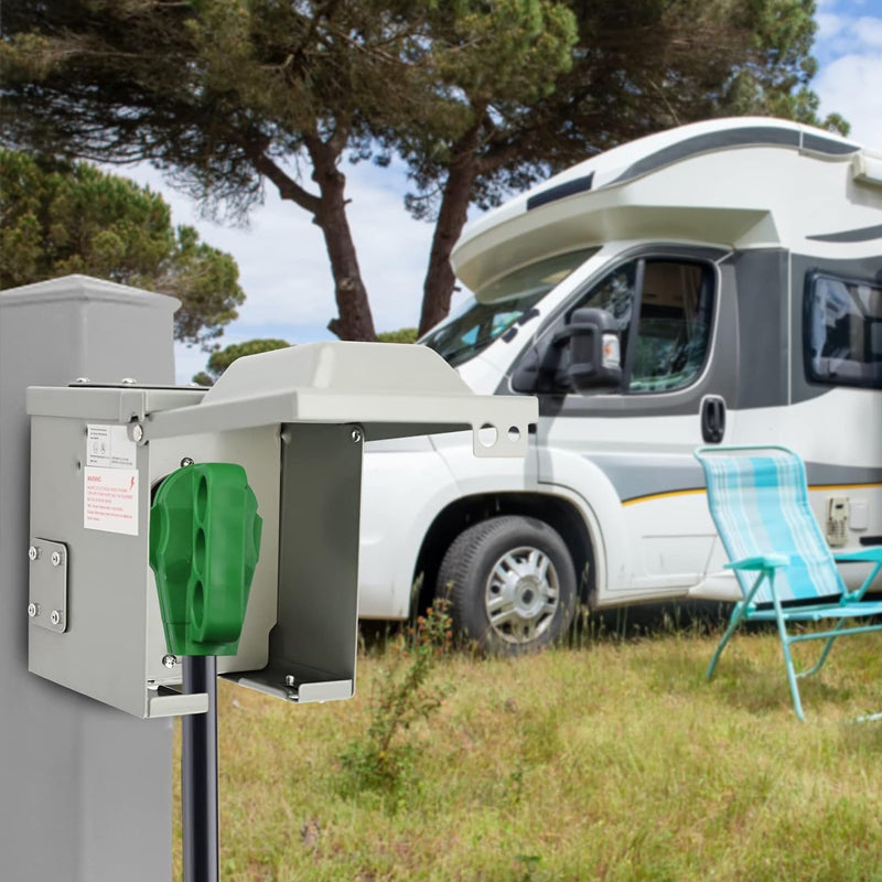50 Amp Power Outlet Box 125/250 Volt RV/EV Power Outlet Box Weatherproof Outdoor Electrical Panel