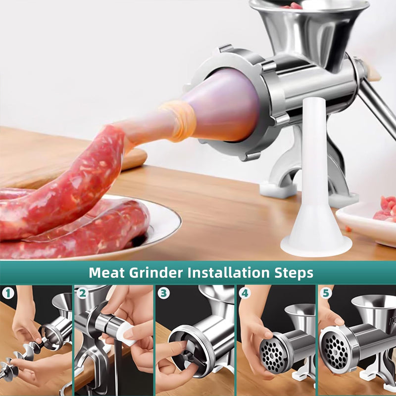 Manual Meat Grinder Sausage Maker Table Mount Mincer Sausage Stuffer Funnel