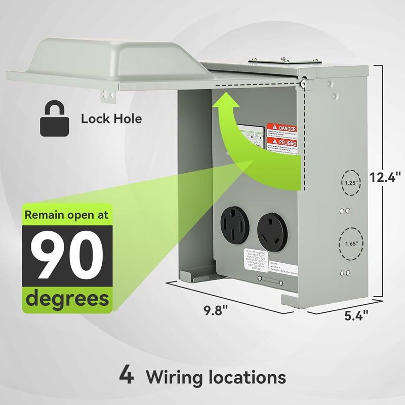 RV Temporary Power Outlet Panel 20/30/50 Amp Receptacle Electrical Outlet Panel for RV Camper Trailer