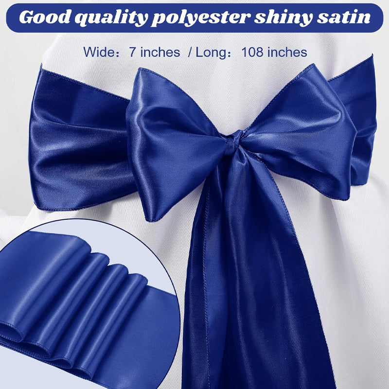 Satin Chair Sashes 80pcs Decoration Chair Cover Bow Ties Sash for Engagement Graduation