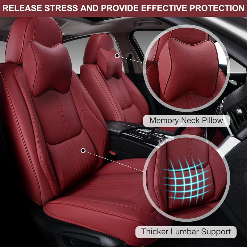 Waterproof Leather Car Seat Covers with Head Pillow Auto Seat Protectors Full Set
