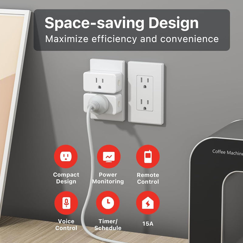Smart Plug 4 Pack 15A Outlet Remote Control Voice Control Smart Plug