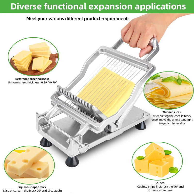 0.39" & 0.79" Commercial Cheese Slicer with 316 Stainless Steel Blade Cheese Cutter Butter Cutting Board Machine
