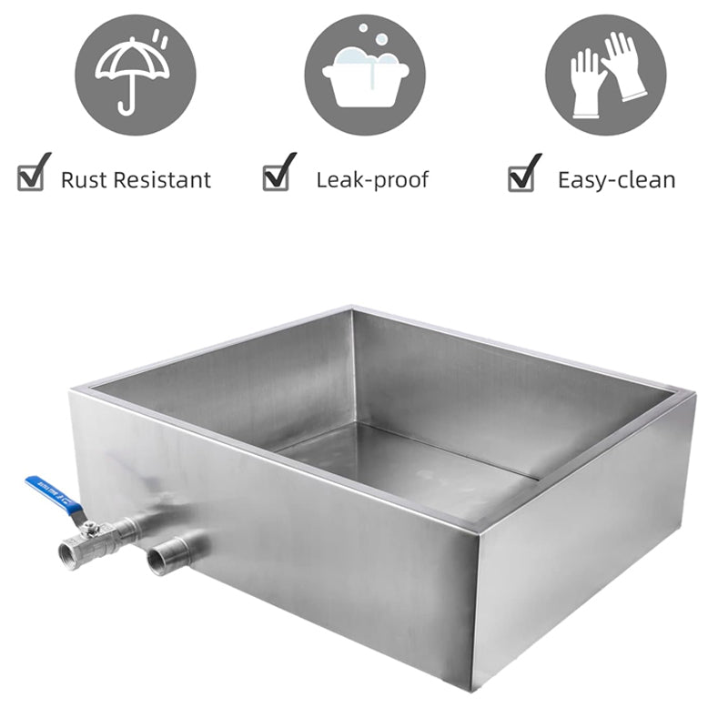 Maple Syrup Evaporator Pan 24" L x 24" W x 10" H 304 Stainless Steel Condensate Pan