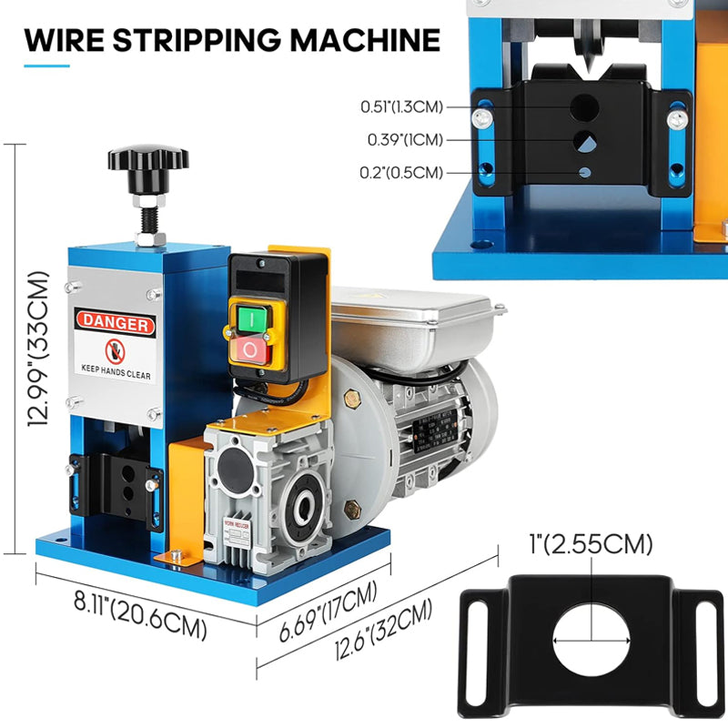Electric Wire Stripping Machine 0.06"-0.98" Wire Stripper Machine Automatic Stripping Speed 60 FT/Min