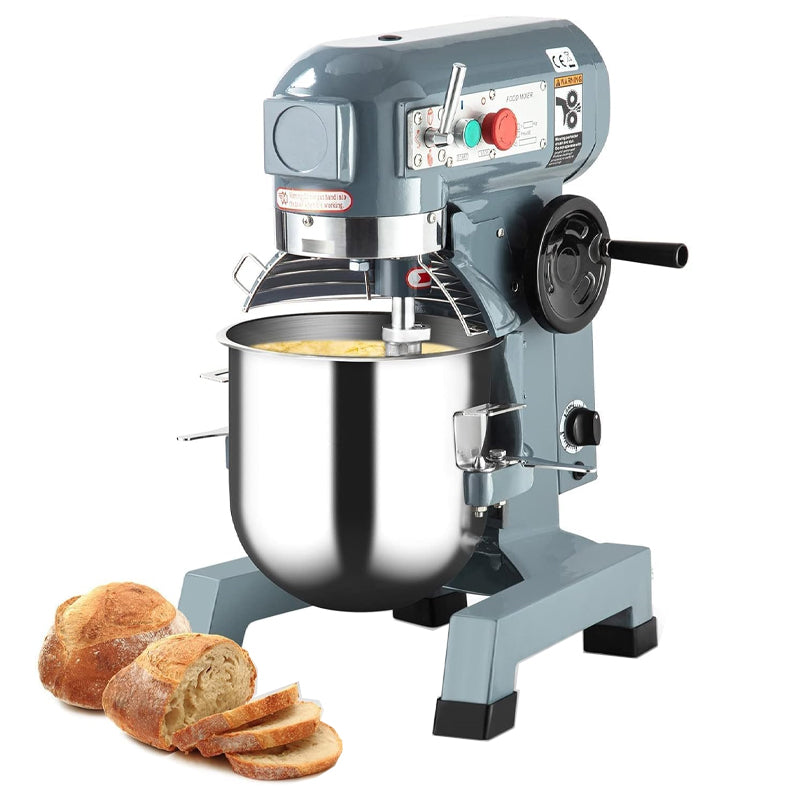 30QT Commercial Food Mixer 1250W with 3 Speeds Adjustable Stainless Steel Bowl Dough Hooks Whisk Beater