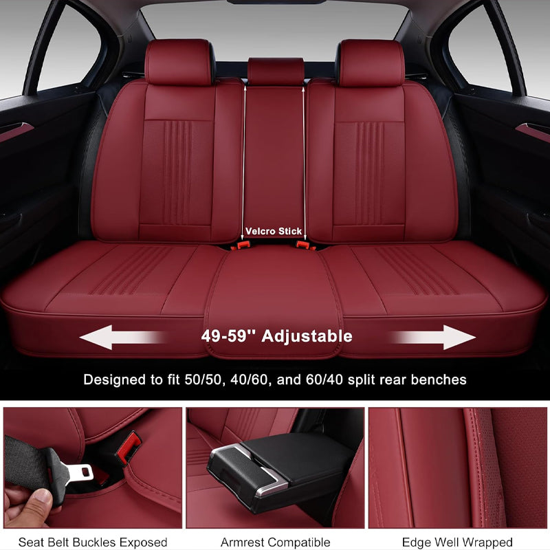 Waterproof Leather Car Seat Covers with Head Pillow Auto Seat Protectors Full Set