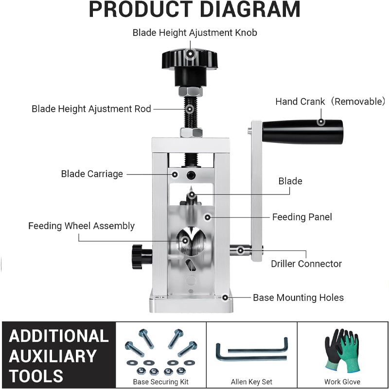 Wire Stripper Machine 1/16''-1'' Driven By Hand Crank Or Drill for Scrap Copper Recycling