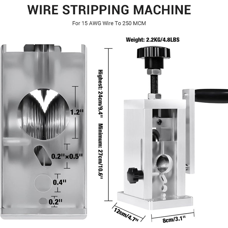 Wire Stripper Machine 1/16''-1'' Driven By Hand Crank Or Drill for Scrap Copper Recycling