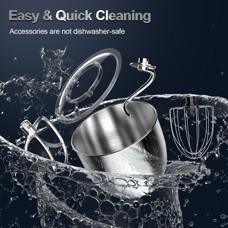 6.5QT Stand Mixer 660W 10-Speed Tilt-Head Electric Stand Mixer Stainless Steel Bowl