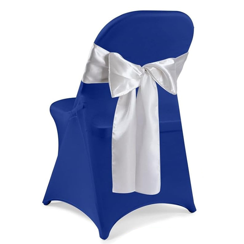 Folding Chair Cover Set 25 Stretch Spandex Slipcovers + 25 Chair Bows for Wedding Event Party