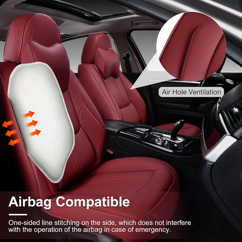 Waterproof Leather Car Seat Covers with Head Pillow Auto Seat Protectors Full Set