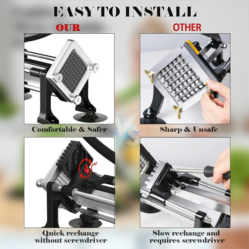 3/8 inch Commercial French Fry Cutter Vegetable Slicer with Suction Feet for Cucumber Potato Carrot