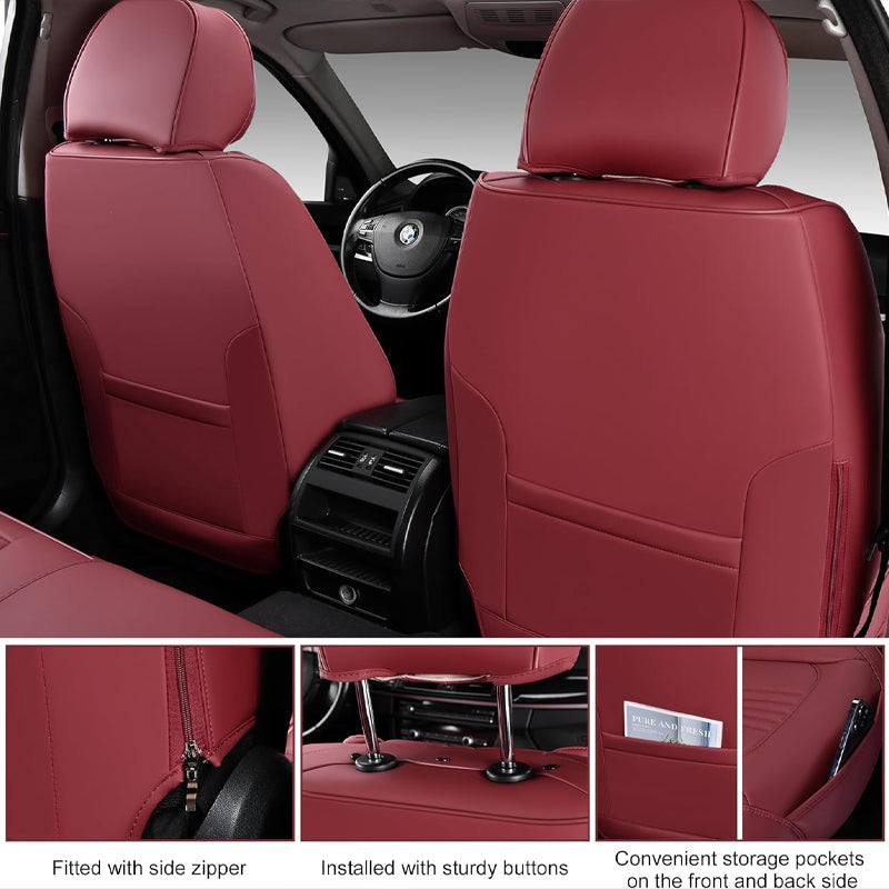 Waterproof Leather Car Seat Covers with Head Pillow Auto Seat Protectors Full Set