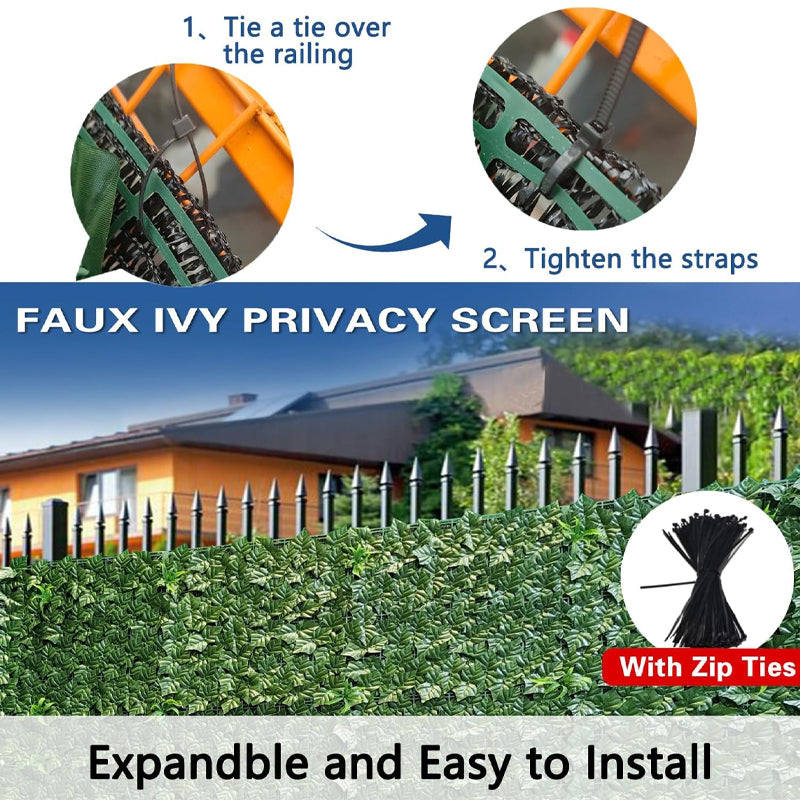 39" × 198" Artificial Ivy Fence Privacy Screen Hedge Wall Decoration with Mesh Cloth Backing