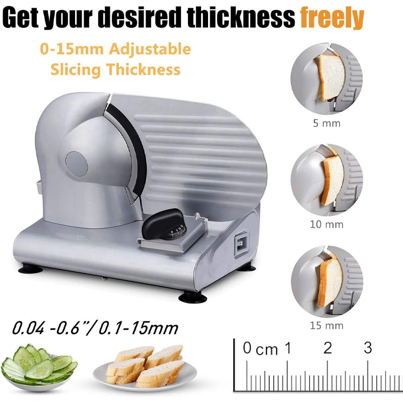 7.5" Electric Deli Food Slicer 200W Meat Slicer with Two Removable Stainless Steel Blades and Pusher