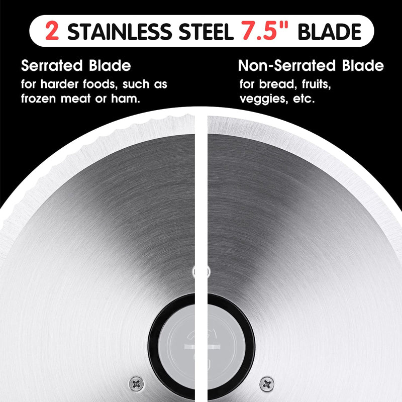 7.5" Electric Deli Food Slicer 200W Meat Slicer with Two Removable Stainless Steel Blades and Pusher